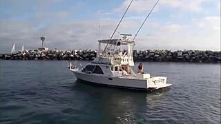 Super sexy brunette bikini babe rocks boat in tiny swimsuit