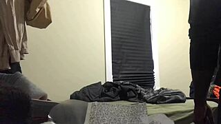 Religious Islamic Muslim Whore Deepthroats Chubby Ebony Cock Bent Over in Bedroom Cage