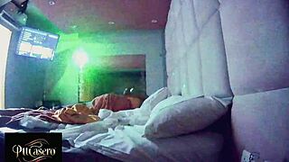 hidden cam spies hotel shower as couple flashes tits naked