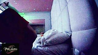 hidden cam spies hotel shower as couple flashes tits naked