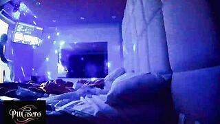 hidden cam spies hotel shower as couple flashes tits naked