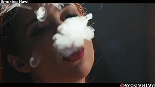 Redhead Audrey Reid Smokes While Giving Hottest Pink Pussy Blowjob