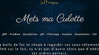 French femdom makes you wear panties for sissy joi