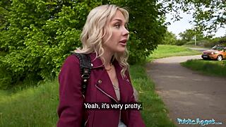 hot finnish blonde takes my BIG D outdoors public pov