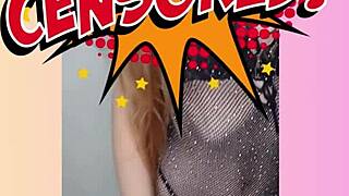 whoa... this sheer redhead's real striptease rips clothes teasing perfectly