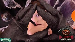 Brazilian milf rides massive BBC in wild Halloween studio session.