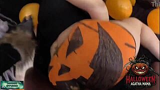 Brazilian milf rides massive BBC in wild Halloween studio session.