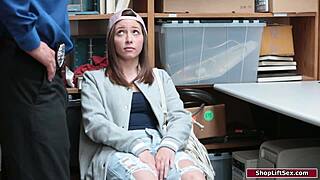 caught brunette shoplifter stripped and banged hard by big cock