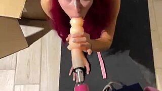 Naughty Redhead Cat Girl Aroused Blows Sex Machine Wildly