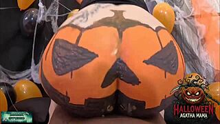 Brazilian milf rides massive BBC in wild Halloween studio session.