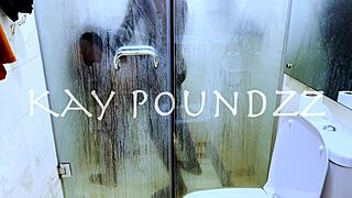 steamy couple bangs hard with big black cock in shower