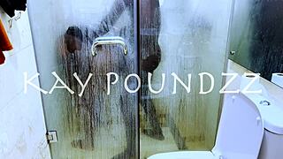 steamy couple bangs hard with big black cock in shower