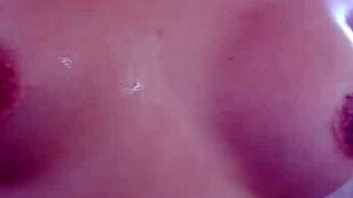 i woke bro stroking his cock handjob till he cums on my huge tits