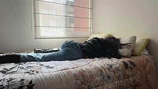 Two Slutty Lesbians Scissor Lick Pussies In Leather Boots Coats!