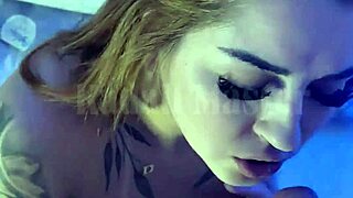 redhead rubs her cute feet on my cock before slurping it all up