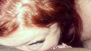 lucky nikki cakes deepthroats dick eats ass on stairs