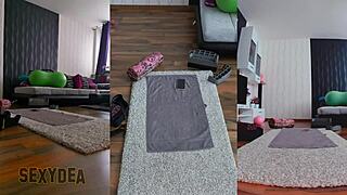 curvy latina milf strips naked shakes big ass gym workout triple cam