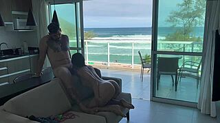 back from beach horny she squirts wildly on bandido's thick cock