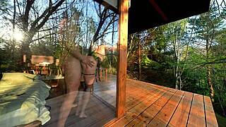 hubby's stepbro drags me to cabin for savage outdoor ass shaking creampie fuck