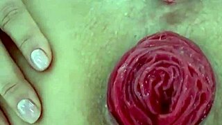 extreme close-up on destroyed juicy milf anal prolapse