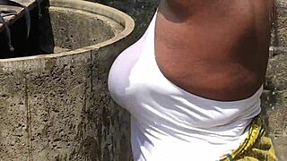 real naija homemade porn happens outdoors with natural tits