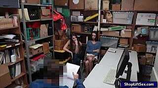 so these two petite brunette teen thieves get pounded hard by the lp officer to walk free