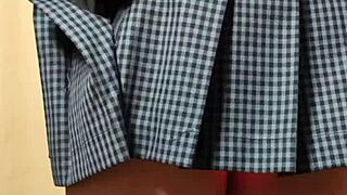 Hey, wanna see this busty schoolgirl maid shine her anal?