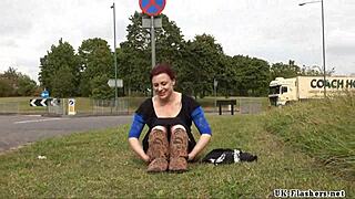 isabel dean flashes shaved pussy toying orgasm roundabout public