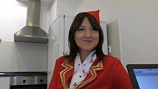 Air Hostess Suzy Rainbow's First Time BBC Bareback Casting