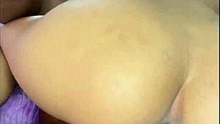 A pretty skinny teen rides big cock doggystyle to creampie in tight pussy before rough face fucking