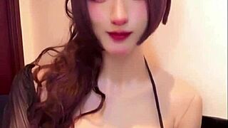 Big Tits Femboy Cums Hard on Cam While Stroking