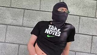 guy drops pants jerks huge cock publicly in forest