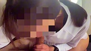 Japanese ex-model wife deepthroats huge cock car blowjob