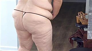 Curvy granny maid lifts minidress reveals her dripping fat pussy upskirt!