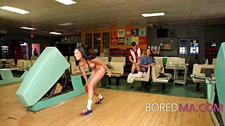 Stepmom and stepdaughter bowl during free use session