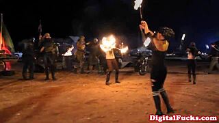 lesbians in madmaxxx gear lick wet pussies outdoors... damn! 🔥