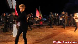 lesbians in madmaxxx gear lick wet pussies outdoors... damn! 🔥