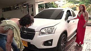 Mechanic spanks busty tattooed latina's huge ass tits in full body repair?