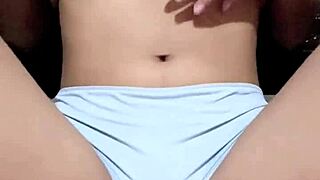 Horny petite cutie plays with her tight young pussy