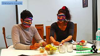 Lonely Indian housewife seduces househelp for rough kitchen pussy pounding and blowjob