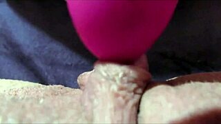 Woman achieves intense clit orgasm in extreme closeup view