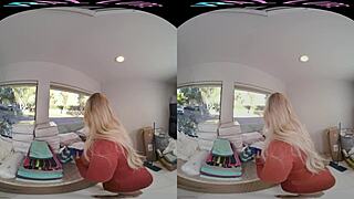 Blonde milf toys up for lazy stepson in VR part 2 😈💦