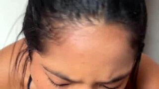 i love sucking bbc before office - amateur ebony couple deepthroat facefuck action!