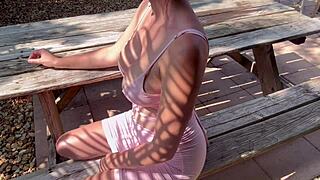 Wow Italian milf Artemisia Love flaunts perfect big tits outdoors in Florida smoke fetish!