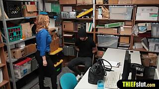 Blonde Officer Ravages Screaming Thief In Rough Office Fuck