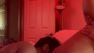 My BBC boyfriend devours this fat ebony milf's wet pussy at party