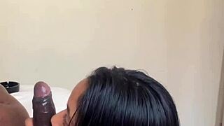 Amateur couple throats bbc balls deep to cumshot facial