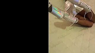 silver black fishnets with sky-high ankle boots got me dripping wet