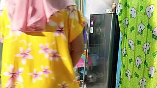 Brother-in-law fucks hairy housewife bent over before school in doggystyle