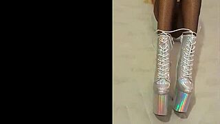 silver black fishnets with sky-high ankle boots got me dripping wet